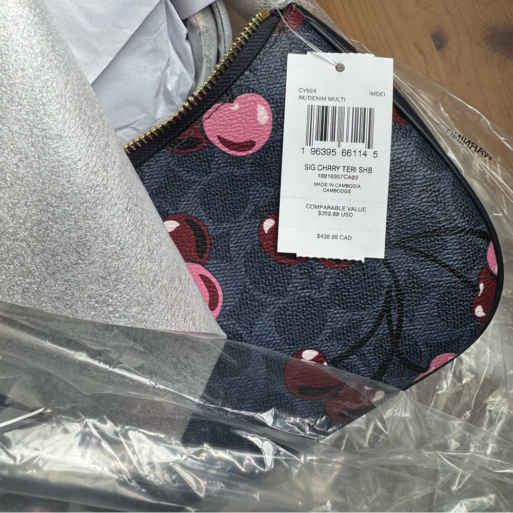 Coach Blue and Pink Cherry Print Bag - Picture 10 of 12